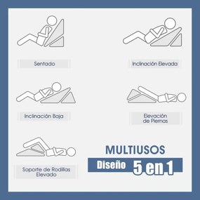 Almofada triangular de espuma para cama e sofá Almofada triangular com capa removíve cinzento
