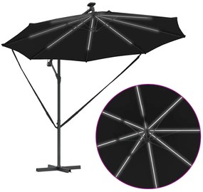 Guarda-sol de Bananeira Cantilever Preto 294 x 294 x 248 cm