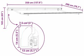 Toldo Retrátil Manual Amarelo e Laranja e Branco