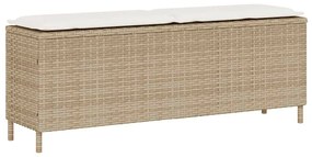 vidaXL Banco de jardim com almofadão 110x30x40,5 cm vime PE bege