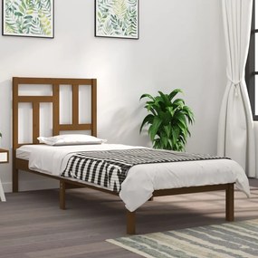 vidaXL Estrutura cama pequena solteiro 75x190 cm madeira castanho mel