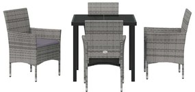 Conjunto de Jantar de Jardim 5 Peças em Rattan Sintético Cinza