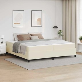 vidaXL Estrutura da Cama com colchão Creme 200 x 200 cm tecido