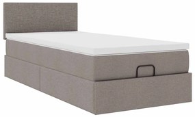 Cama otomana com colchão 100x200 cm tecido cinza
