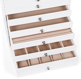 Caixa para joias com 10 gavetas, 40,5 x 29 x 20,5 cm branca