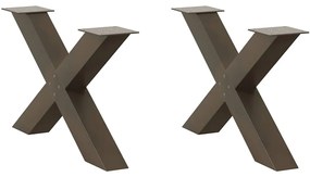 vidaXL Pés para mesa de centro em formato de X, 2 peças, aço natural, 70x (42-43) cm, aço