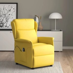 vidaXL Poltrona reclinável elétrica tecido amarelo-claro