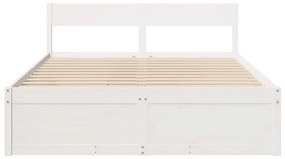Cama sem colchão 140x200 cm madeira de pinho maciça branco