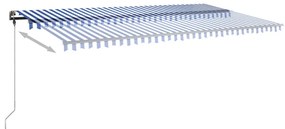 Toldo retrátil manual com LED 600x350 cm azul e branco