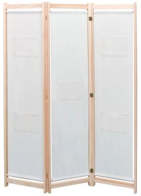 42975 vidaXL Divisória de quarto com 3 painéis 120x170x4 cm tecido creme