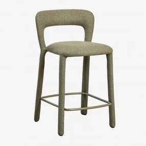 Conjunto De 4 Bancos Altos Com Encosto Estofado Brusel ↑65 Cm & Tecido Verde Sálvia - Sklum