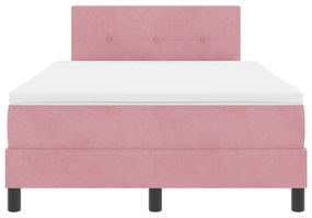 Cama Box Spring vidaXL com Colchão Rosa Pequeno Duplo Veludo