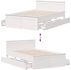 Cama sem colchão com cabeceira 135x190 cm pinho maciço branco