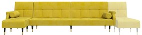 Sofá-cama em forma de L 271x140x70 cm veludo amarelo