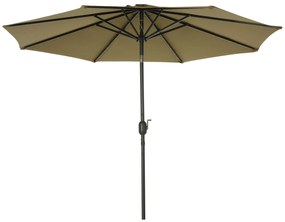 Chapéu de Sol de Jardim Ø268x238cm com 24 Luzes LED Solar Mecanismo de