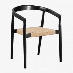 Cadeira De Jantar Com Braços Em Madeira De Teca Visby Design Preto Claro - Sklum