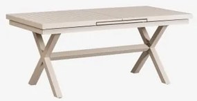 Rectangular Extensible Dining Table In Aluminum Karena Tapioca Bege & 180 - 240 X 90 Cm - Sklum