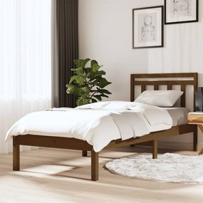 vidaXL Estrutura cama pequena solteiro 75x190 cm madeira castanho mel