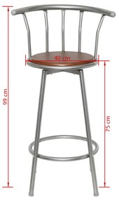 Bancos de bar 2 pcs castanho aço