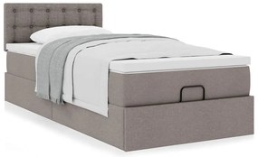 Cama otomana com colchão 100x200 cm tecido cinza