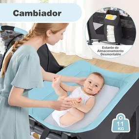 Berço dobrável e portátil 106 x 74 x 74 cm Parque infantil com berço de balanço e trocador Barra de brinquedos Caixa de música e bolsa de transporte C