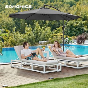 Guarda-sol jadim Ø 3 m proteção UV até UPF 50+com base quadrada (Pesos não incluidos) com manivela para abrir e fechar cinzento