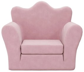 Sofá-cama infantil de pelúcia rosa