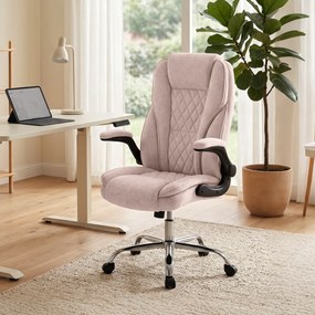 Cadeira de escritório, cadeira ergonómica, altura ajustável, braços rebatíveis, 70 x 70 x 114-122 cm, rosa