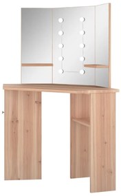 Toucador de canto com LED 111x54x141,5 cm carvalho