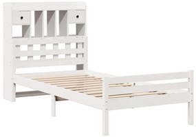 Cama com estante sem colchão 100x200 cm pinho maciço branco