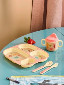 Conjunto oferta para bebé CORAL OCEAN louça de aprendizagem 4 peças em melamina rice rosa-blush