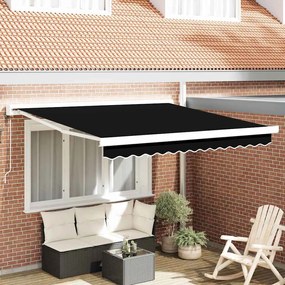 vidaXL Toldo Retrátil Manual Preto 300 x 250 cm Tecido e Metal