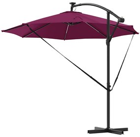 Guarda-sol de Bananeira Cantilever com bloqueio Vermelho bordô