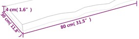 Bancada p/ WC 80x30x(2-4) cm madeira maciça tratada castanho