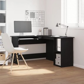 Escrivaninha vidaXL em Preto Carvalho de 120x140x75 cm em Madeira Enge