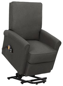 vidaXL Poltrona de massagens elevatória tecido cinzento-escuro