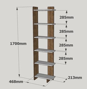 Estante Order – Branco e Nogal – 46,8 x 170 x 21,3 cm