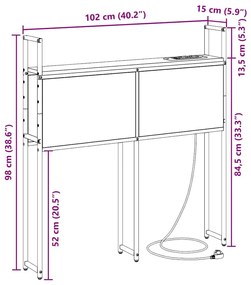 Cabeceira de armazenamento com cabeceira Sonoma cinzento 100 cm