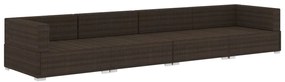 Conjunto sofás de jardim c/ almofadões 4 pcs vime PE castanho