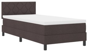 Cama Box com Colchão &amp; LED Marrom Escuro 90x200 cm Tecido