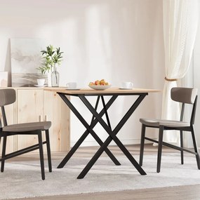 Mesa de jantar estrutura em X 90x90x75 cm pinho e aço