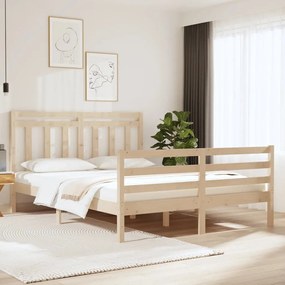 vidaXL Estrutura de cama dupla 135x190 cm madeira maciça