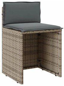 3 pcs conjunto bistrô com almofadões vime PE cinza