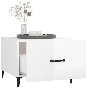 Mesa de centro com pernas de metal 50x50x40 cm branco brilhante