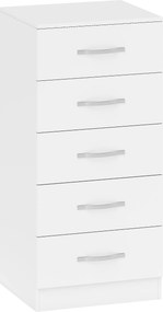 HOMCOM Cômoda com 5 Gavetas, Armário de gavetas para Roupas e Utensílios, Aglomerado de partículas, Branco | Aosom Portugal