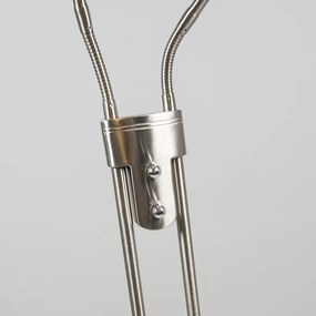 Candeeiro de chão moderno em aço com candeeiro de leitura incl. LED - Eva