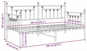 Estrutura de Cama vidaXL Branca 90x200 cm em Aço