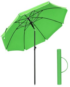 SONGMICS Guarda-sol de 1,6 m, Guarda-sol de Praia, FPS 50+, Proteção Solar, Dossel Octogonal Portátil de Poliéster, Varetas de Fibra de Vidro, Mecanismo de Inclinação, Bolsa de Transporte, para Jardim de Praia, Varanda e Piscina, Verde GPU60GN