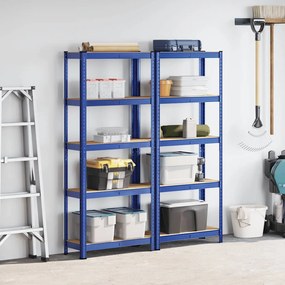 Prateleiras de armazenamento de 5 camadas 2 pcs aço azul