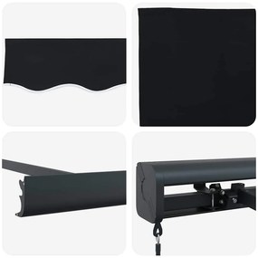 Toldo Retrátil Manual vidaXL Preto 500x300 cm